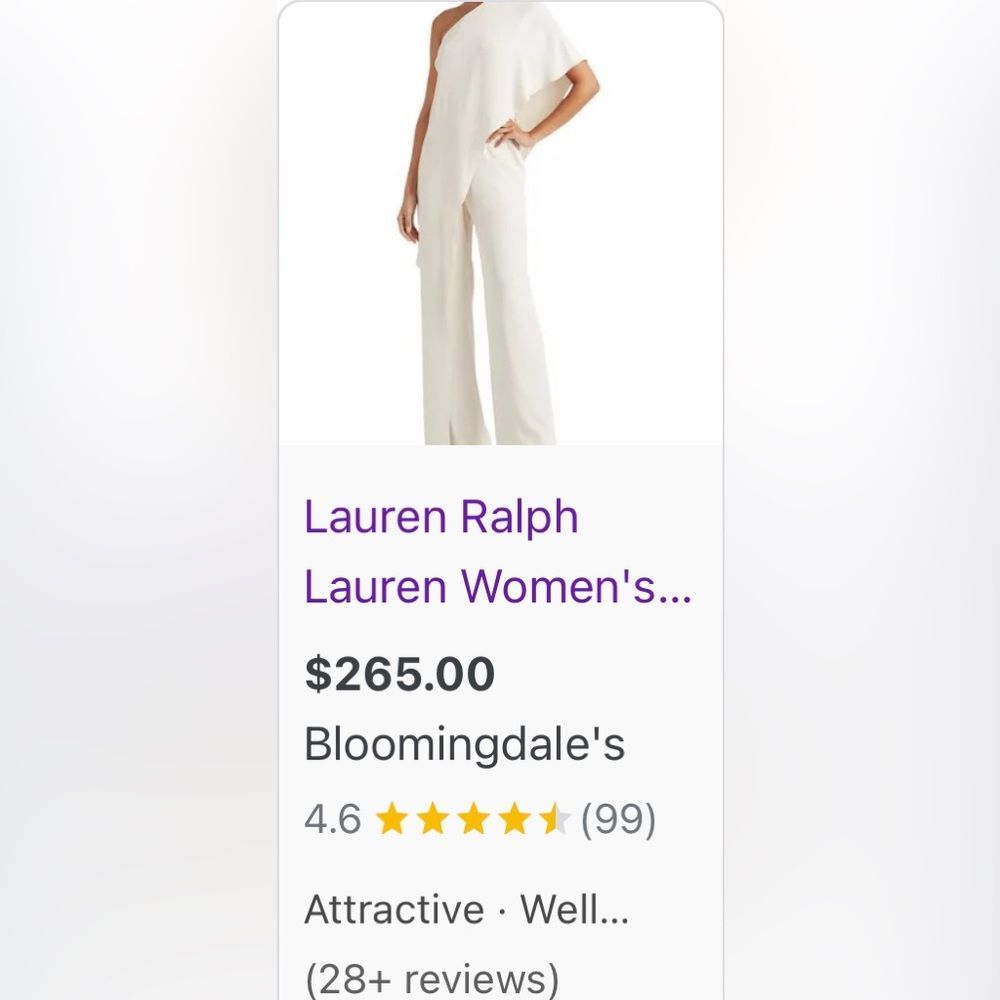 Lauren Ralph Lauren Cape One-Shoulder Jumpsuit in Cream, Size 10 Retail $265 - Picture 13 of 13